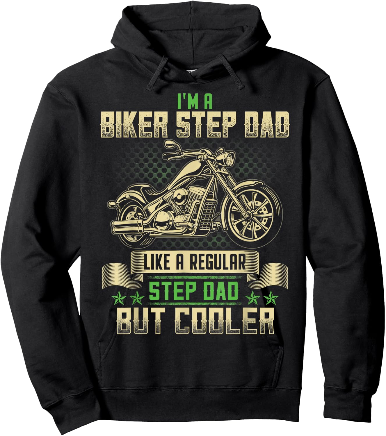 Biker Step Dad Cooler Funny Biker Motorcycle Hoodie - Hoodie | Black