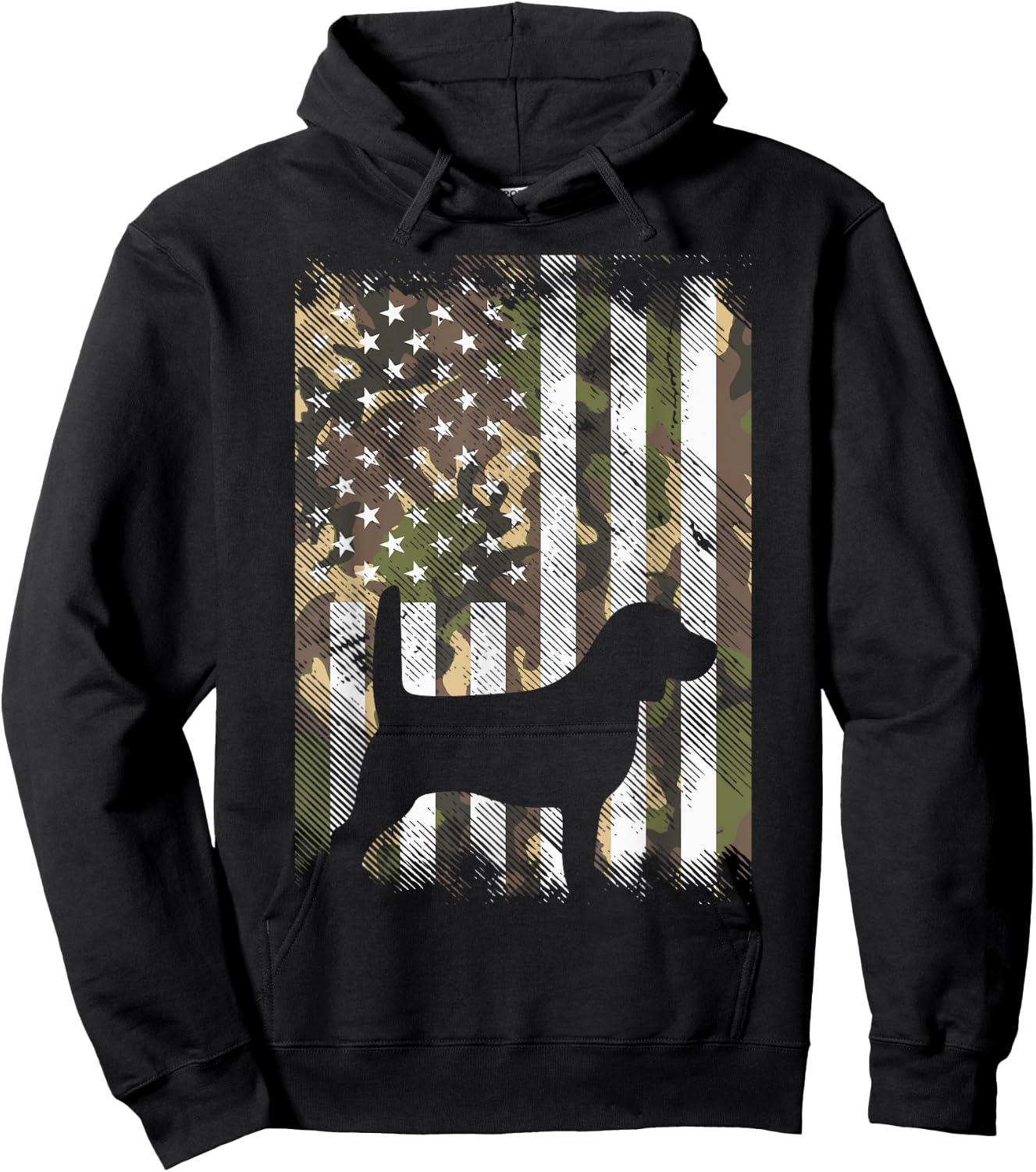 Camo Flag Beagle Vintage Animal Pet Hound Dog Patriotic Gift Girls Kids Men Hoodie - Hoodie | Black