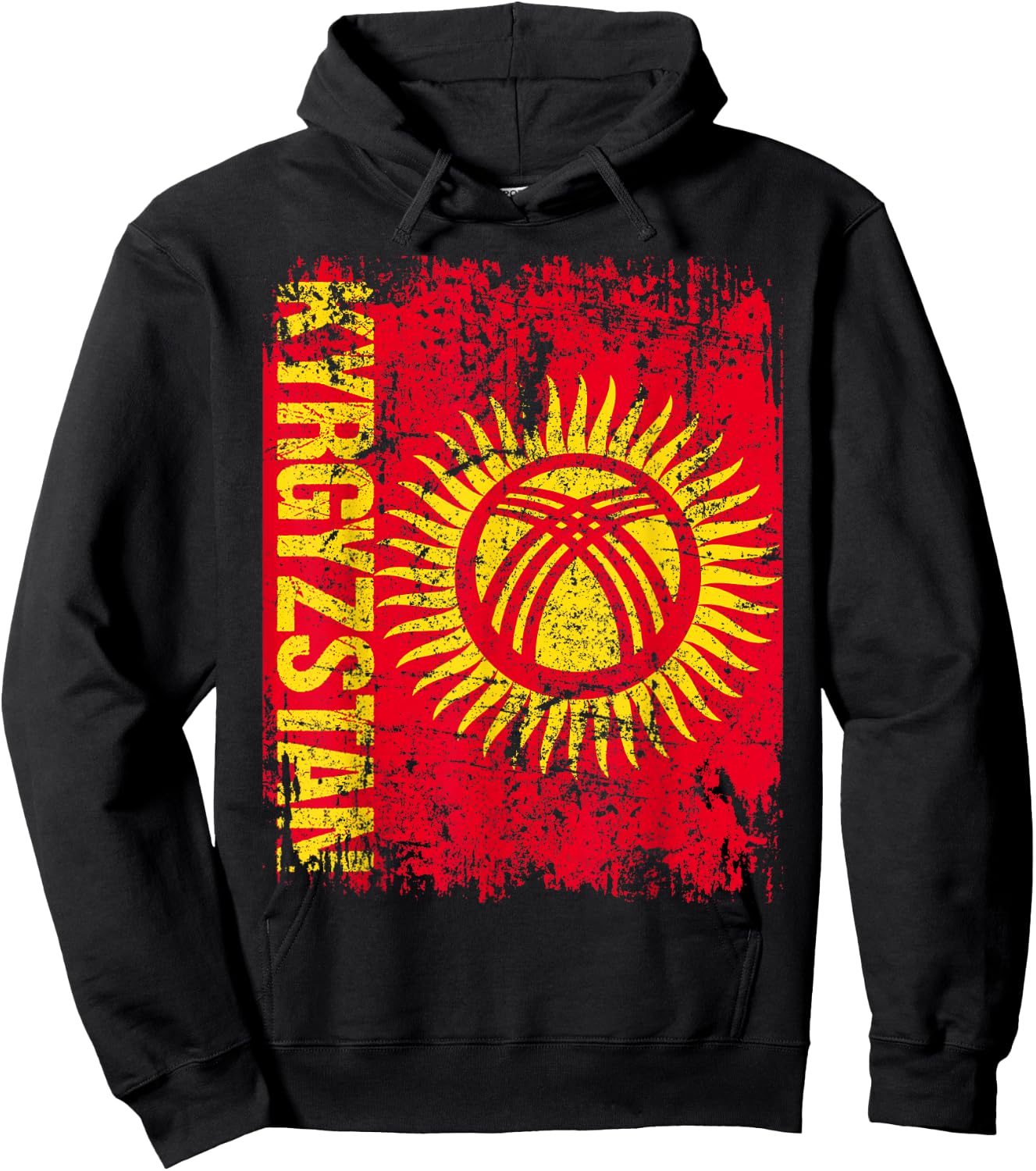 KYRGYZSTAN Flag Vintage Distressed KYRGYZSTAN Hoodie - Hoodie | Black