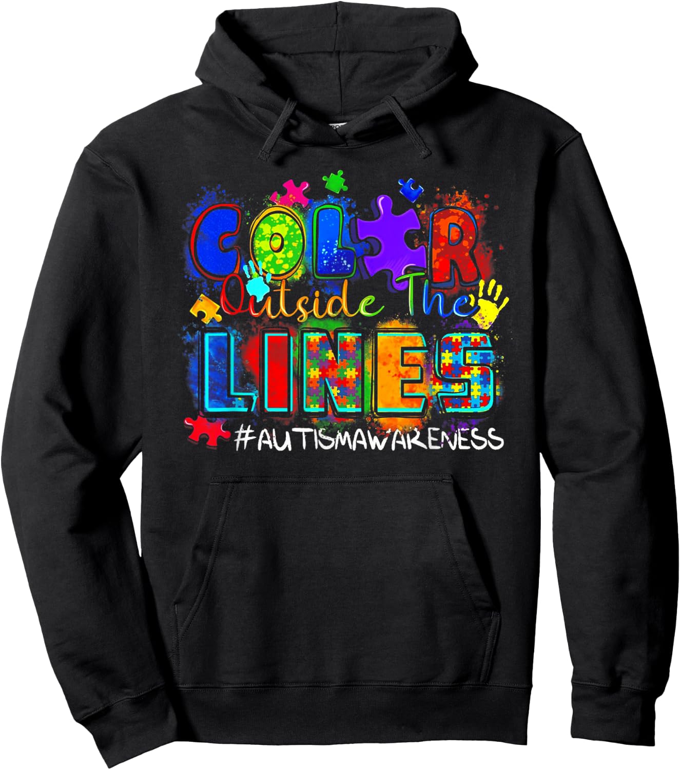 Color Outside The Lines Autism Awareness Hoodie - Hoodie | Black