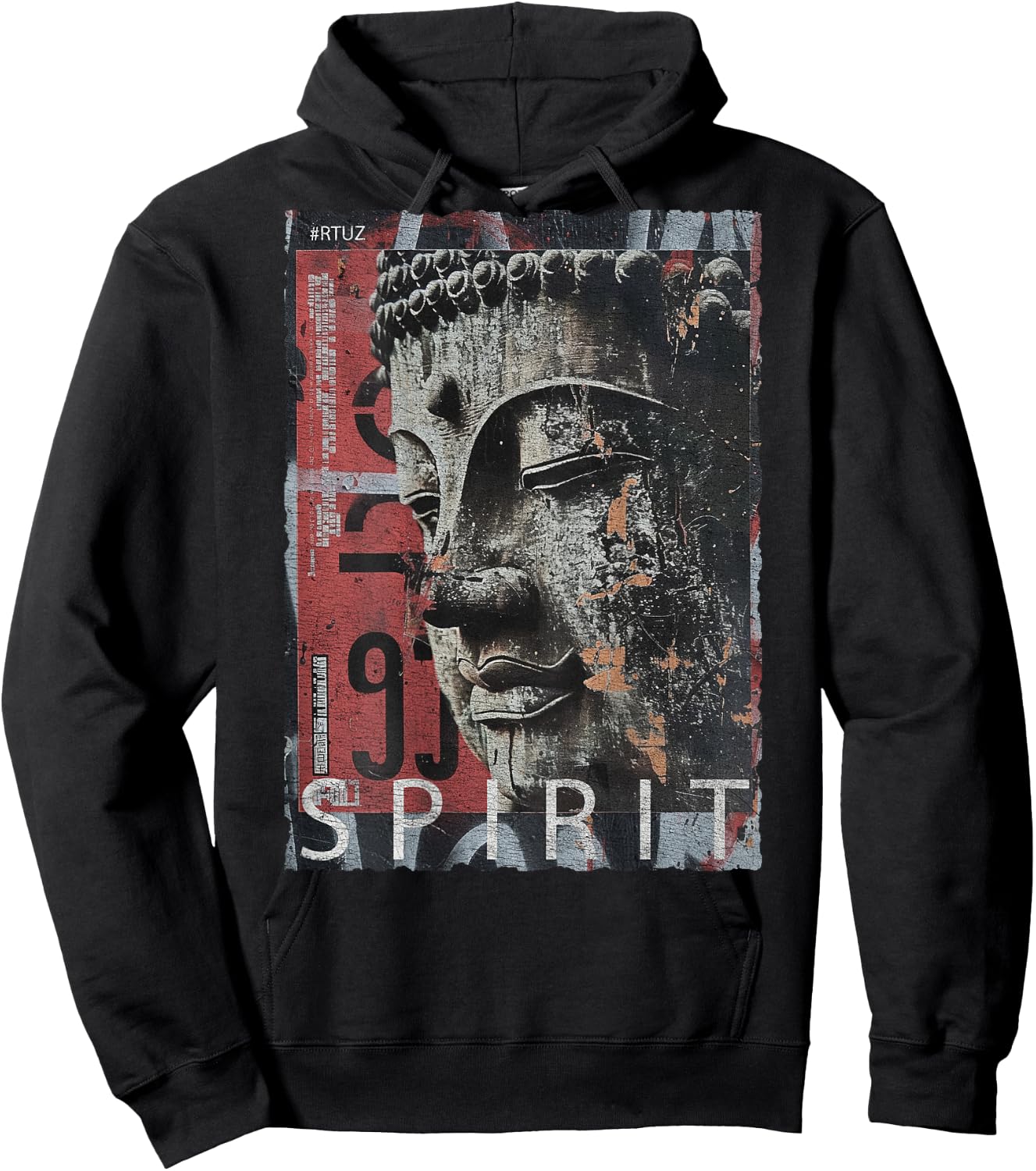 Hip Hop Retro Vintage Edgy Y2K Back Print Streetwear Buddha Hoodie - Hoodie | Black
