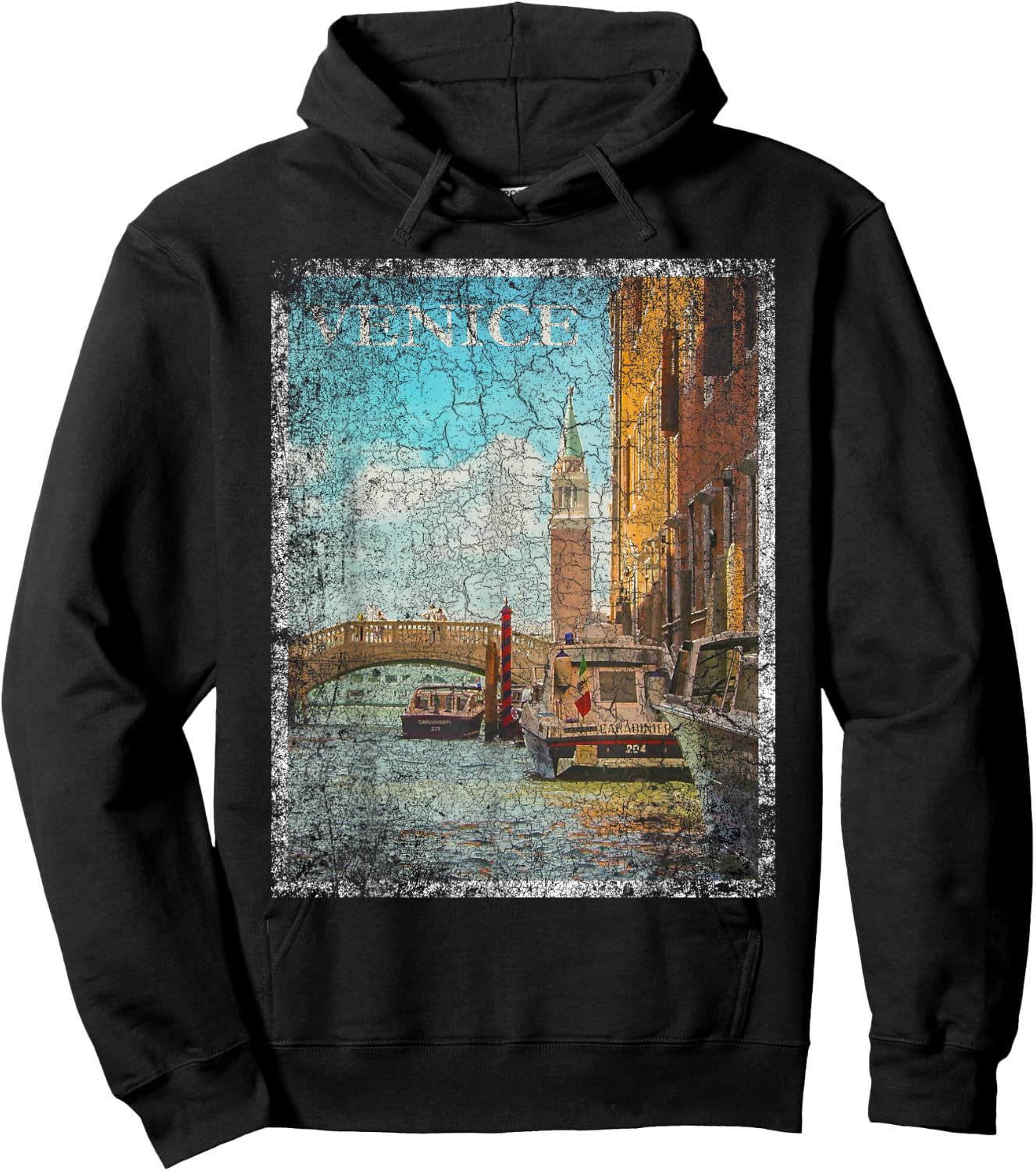 Venice Italy Vacation Vintage Retro Travel Holiday Gift Hoodie - Hoodie | Black