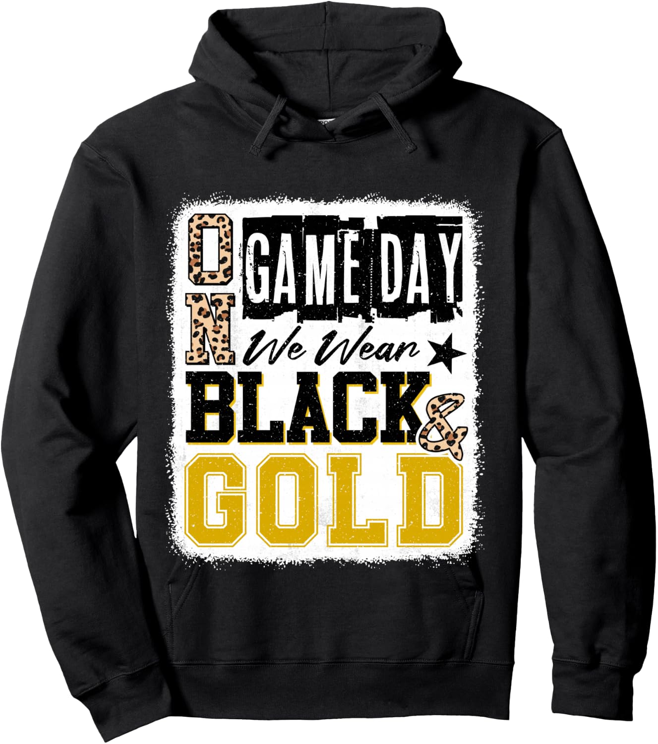 On Gameday Football We Wear Black and Gold School Spirit Hoodie - Hoodie | Black