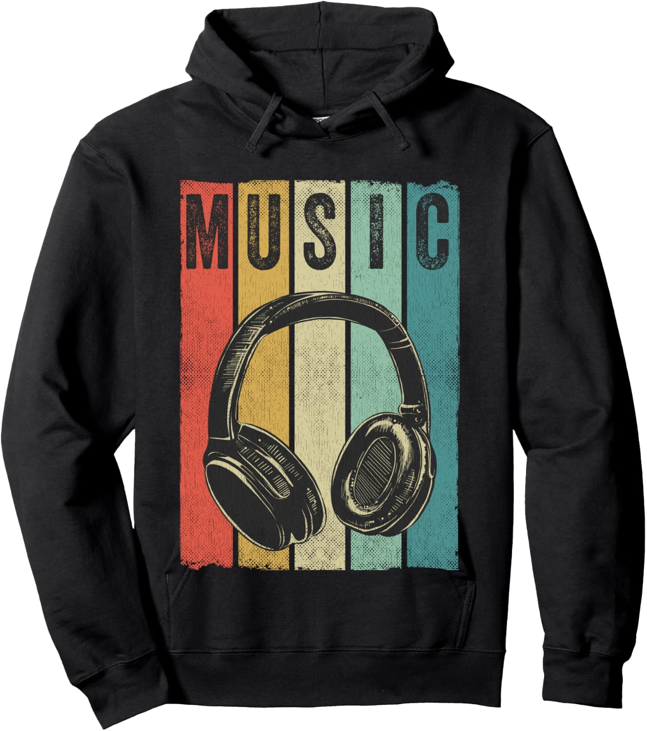 Electronic Music Lover DJ Gift Vintage Retro Headphones Hoodie - Hoodie | Black