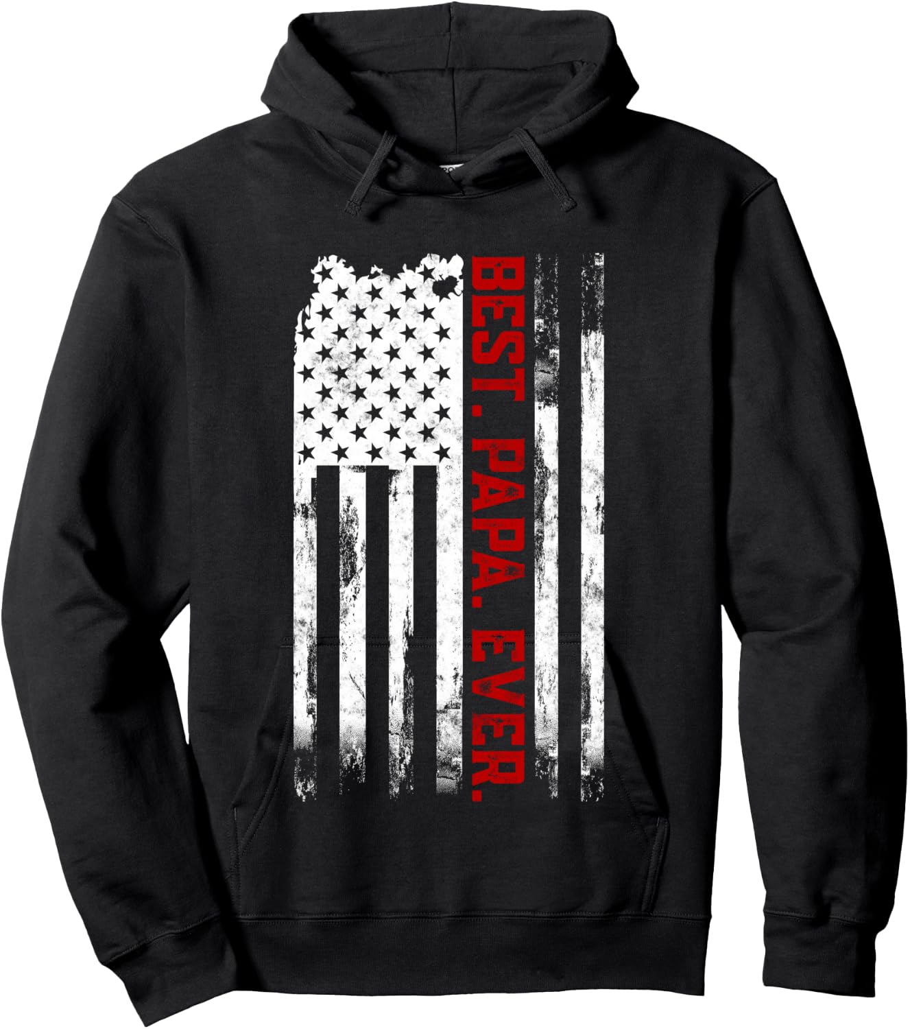 Best Papa Ever American USA flag Father’s Day Gift Papa Hoodie - Hoodie | Black