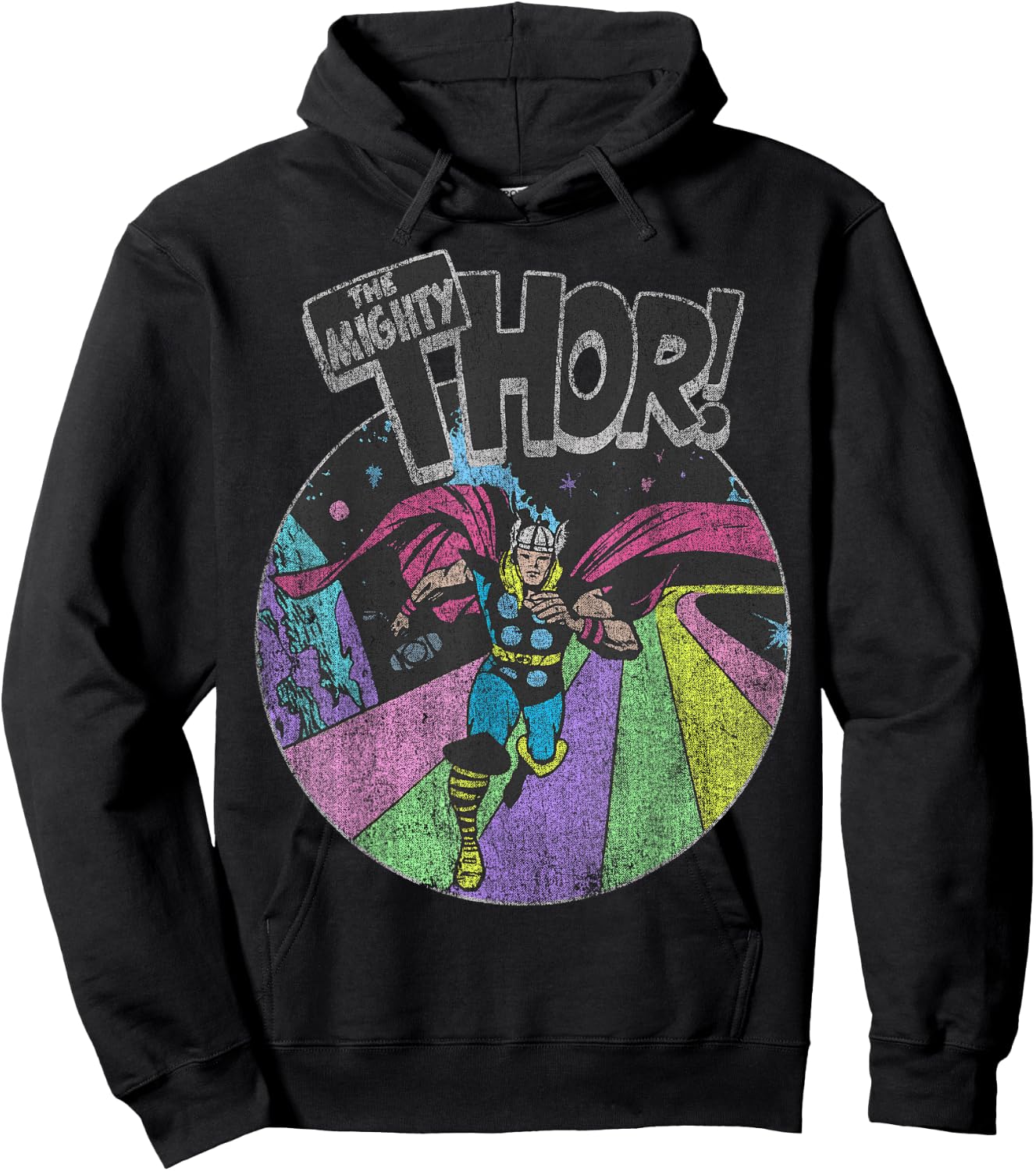 Marvel Avengers The Mighty Thor Distressed Retro Portrait Hoodie - Hoodie | Black