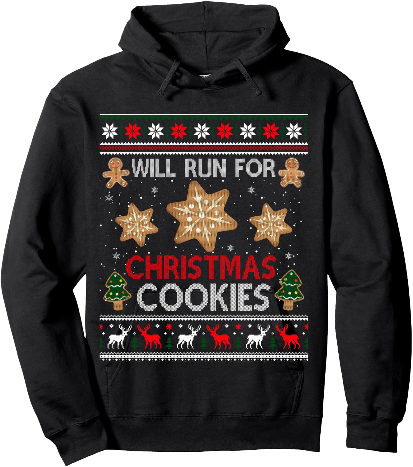 Will Run For Christmas Cookies - Christmas Running Ugly Hoodie - Hoodie | Black