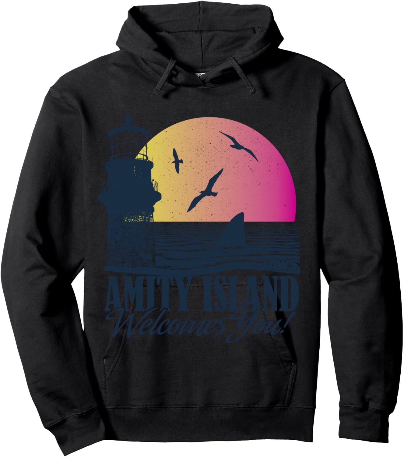 Jaws Amity Island Welcomes You Sunset Hoodie - Hoodie | Black