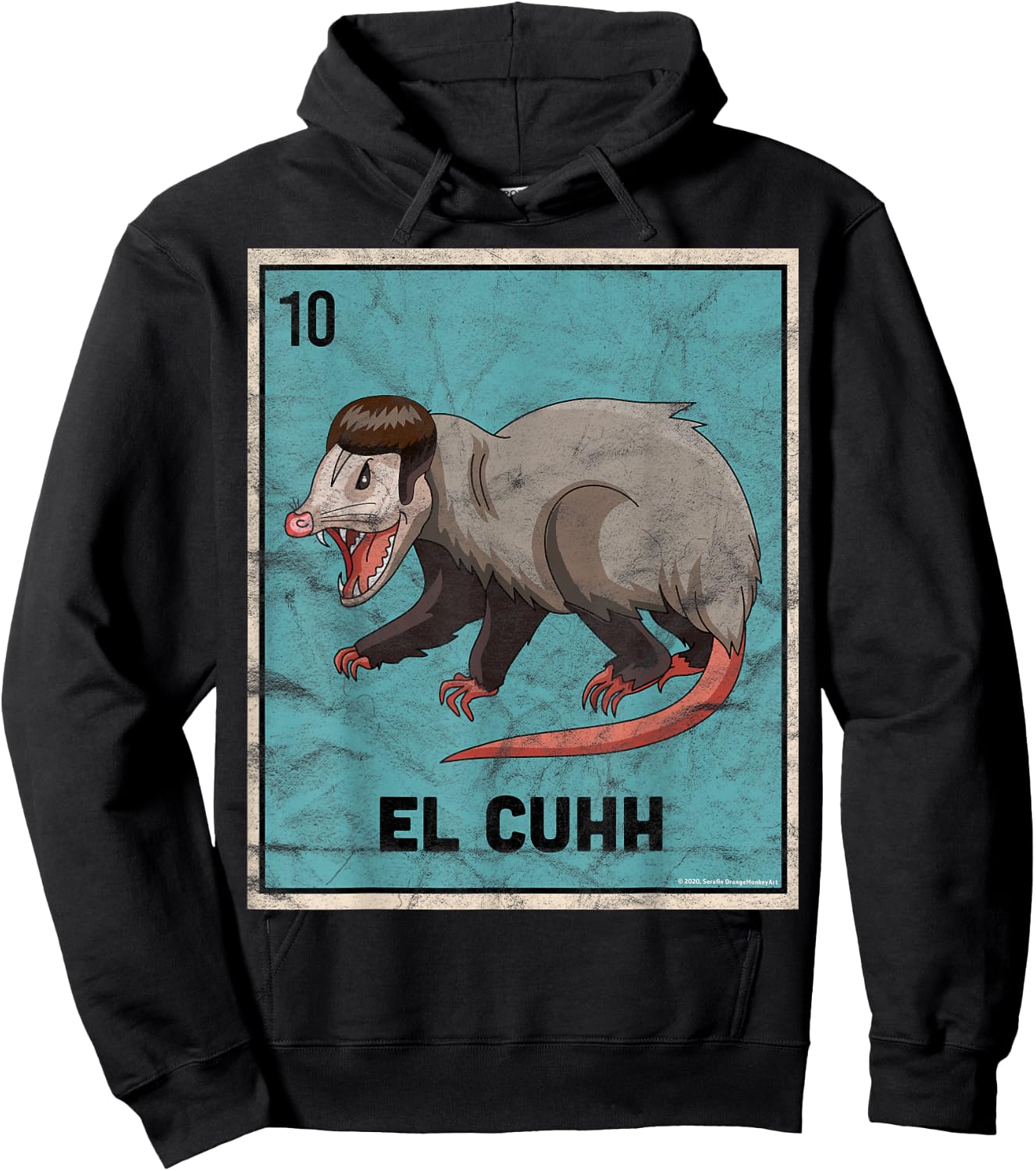 El Cuhh Takuache Cuh Opossum Funny Mexican Playing Card Hoodie - Hoodie | Black