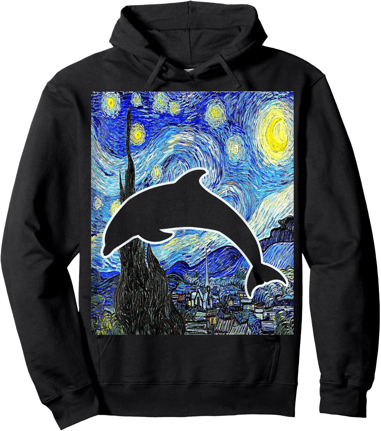 Dolphin Starry Night Dolphin Lover Cetology Hoodie - Hoodie | Black