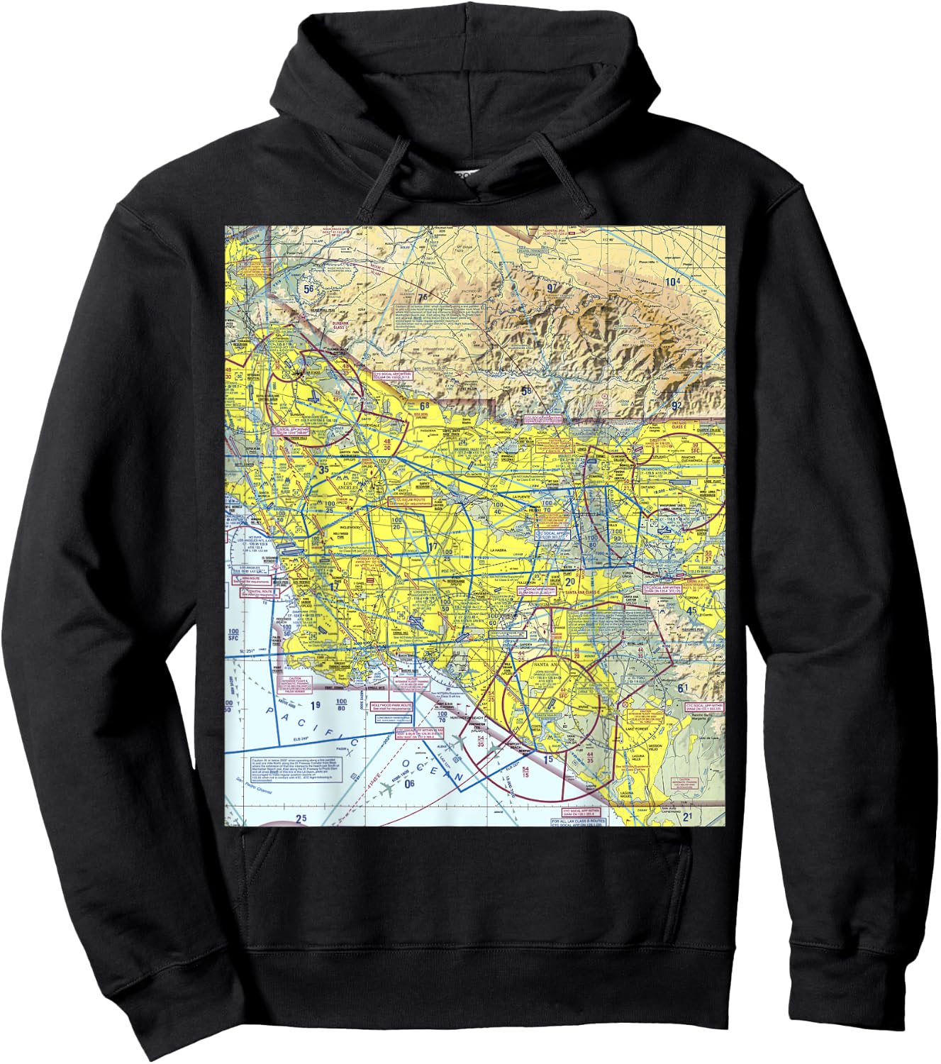 Aeronautical chart Los Angeles VFR sectional pilot Hoodie - Hoodie | Black