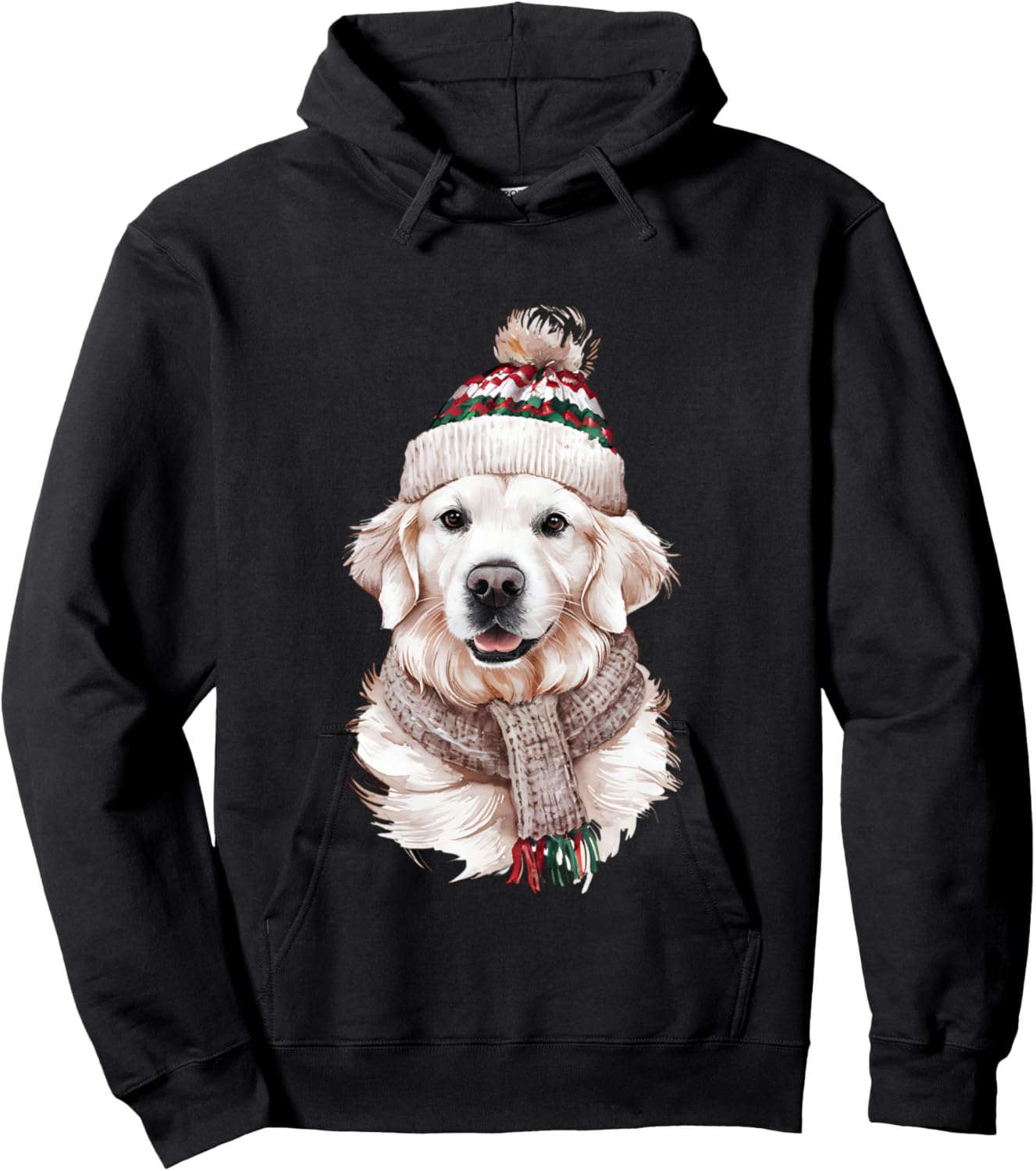 White English Cream Golden Retriever Mom Dog Puppy Christmas Hoodie - Hoodie | Black