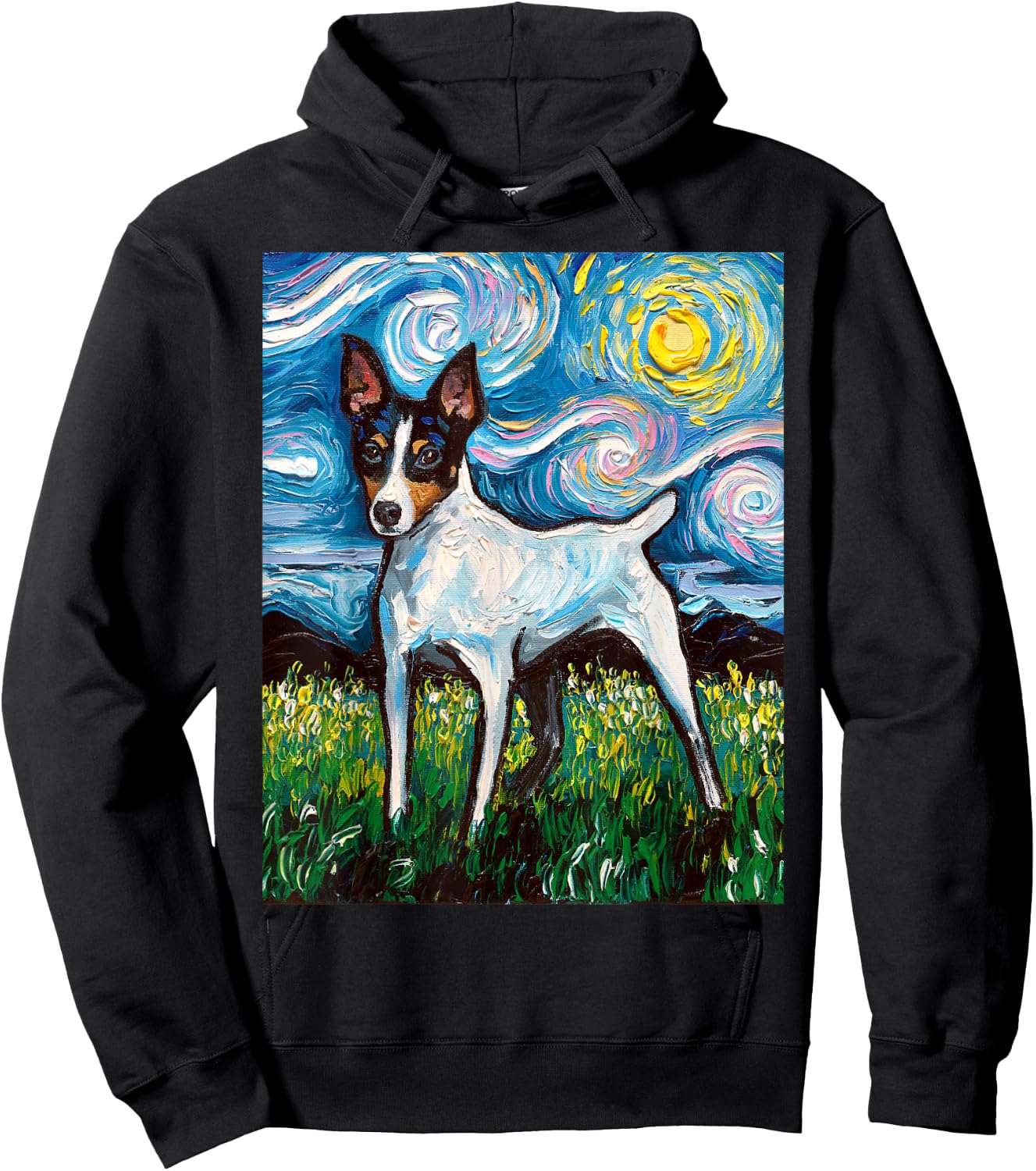 Aja Dog Toy Fox Terrier Starry Night Rat Terrier Hoodie - Hoodie | Black