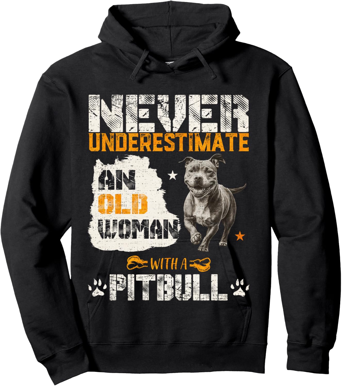 Never Underestimate An Old Woman With A Pitbull, Pittie Love Hoodie - Hoodie | Black