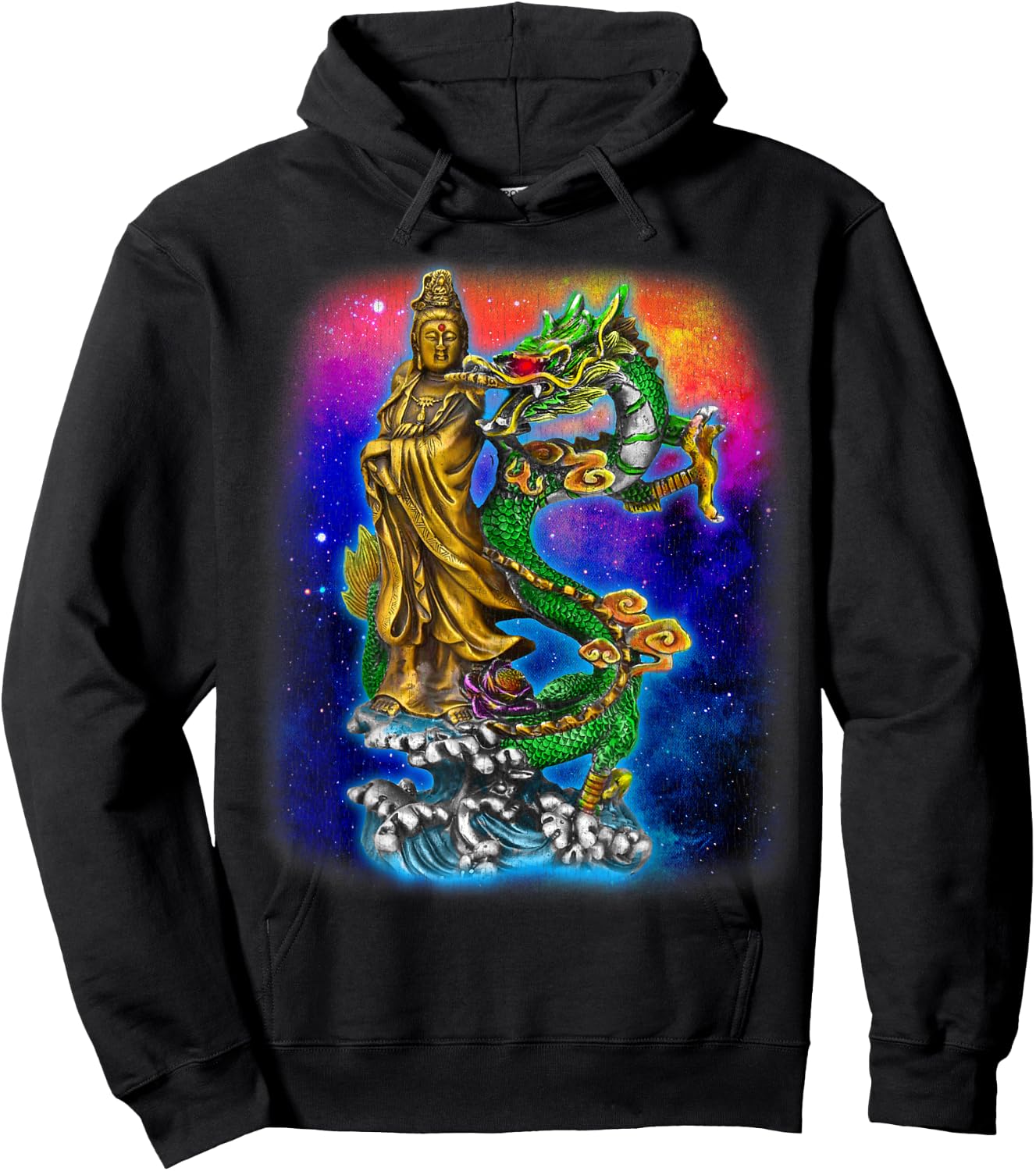 Guan Yin Guanyin Chinese Buddha Goddess Dragon Hoodie - Hoodie | Black