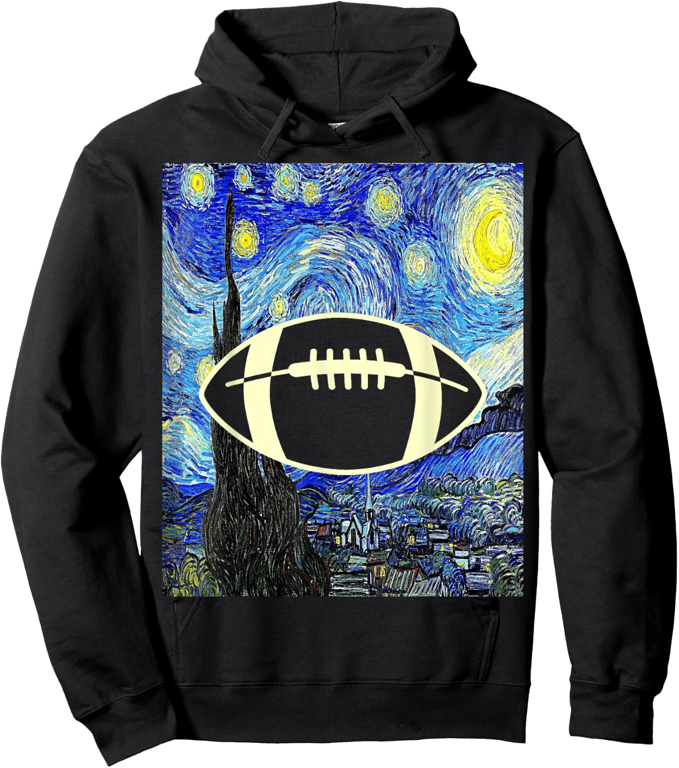 American Football Starry Night Football Lover Painting Hoodie - Hoodie | Black