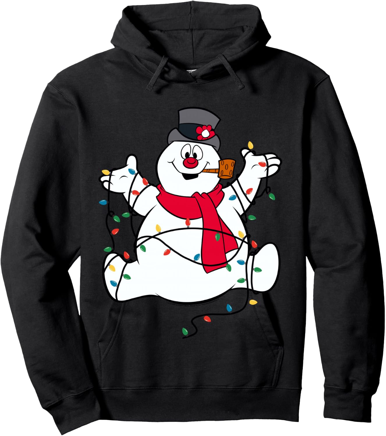 Frosty The Snowman Christmas Lights Portrait Hoodie - Hoodie | Black