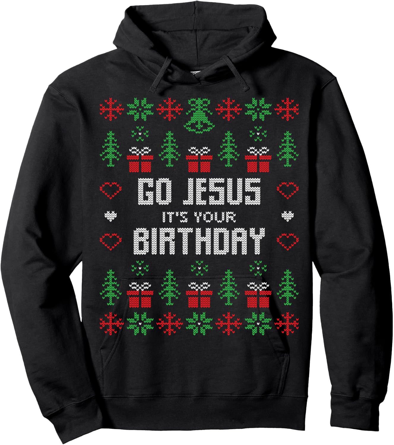 Go Jesus it´s your Birthday Funny Ugly Christmas Matching Hoodie - Hoodie | Black