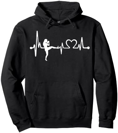 Funny Kickboxing Coach & Players Gift | Kickboxing Heartbeat Hoodie - Hoodie | Black