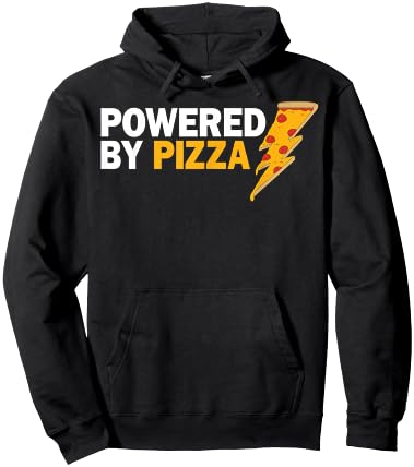 Funny Powered By Pizza Gift Kids Men Women Cool Pizza Lover Hoodie - Hoodie | Black