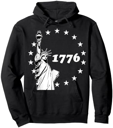 1776 Statue Of Liberty Betsy Ross American Patriotic Gift Kids Men Hoodie - Hoodie | Black