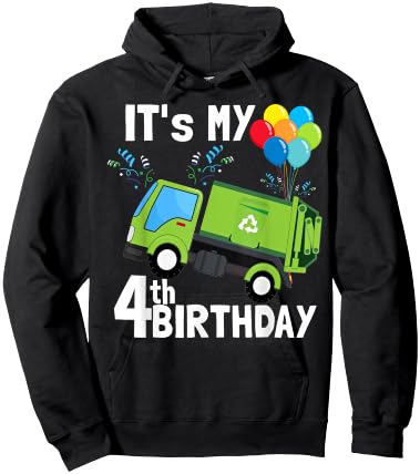 It's My 4th Birthday Garbage Truck 4 Birthday Boy Gift Hoodie - Hoodie | Black