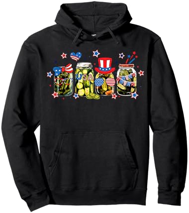 4th of July Canned Pickles Coquette Bows American Flag Hoodie - Hoodie | Black