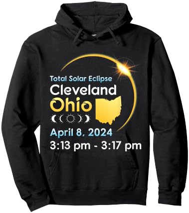 Totality Solar Eclipse In Cleveland Ohio On April 08 2024 Hoodie - Hoodie | Black