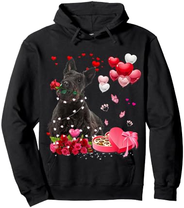 Funny Scottish Terrier Rose Heart Happy Valentine Day Dog Hoodie - Hoodie | Black