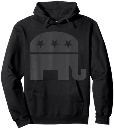 Gray Republican Elephant | Conservative | Distressed Grunge Hoodie - Hoodie | Black