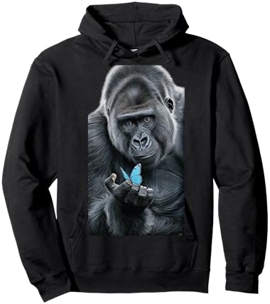 Gorilla Butterfly Artwork funny animal Hoodie - Hoodie | Black