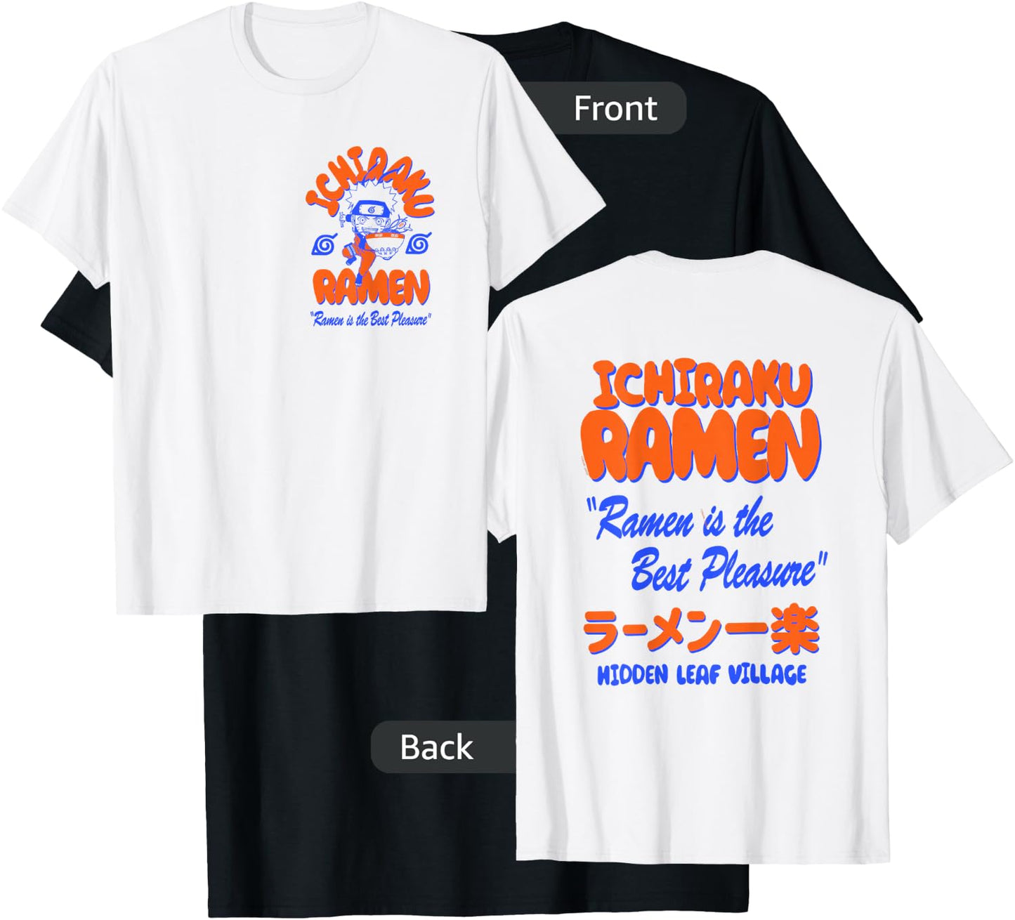 Naruto Shippuden Ichiraku Ramen Front Back Anime T-Shirt - T-Shirt | Black