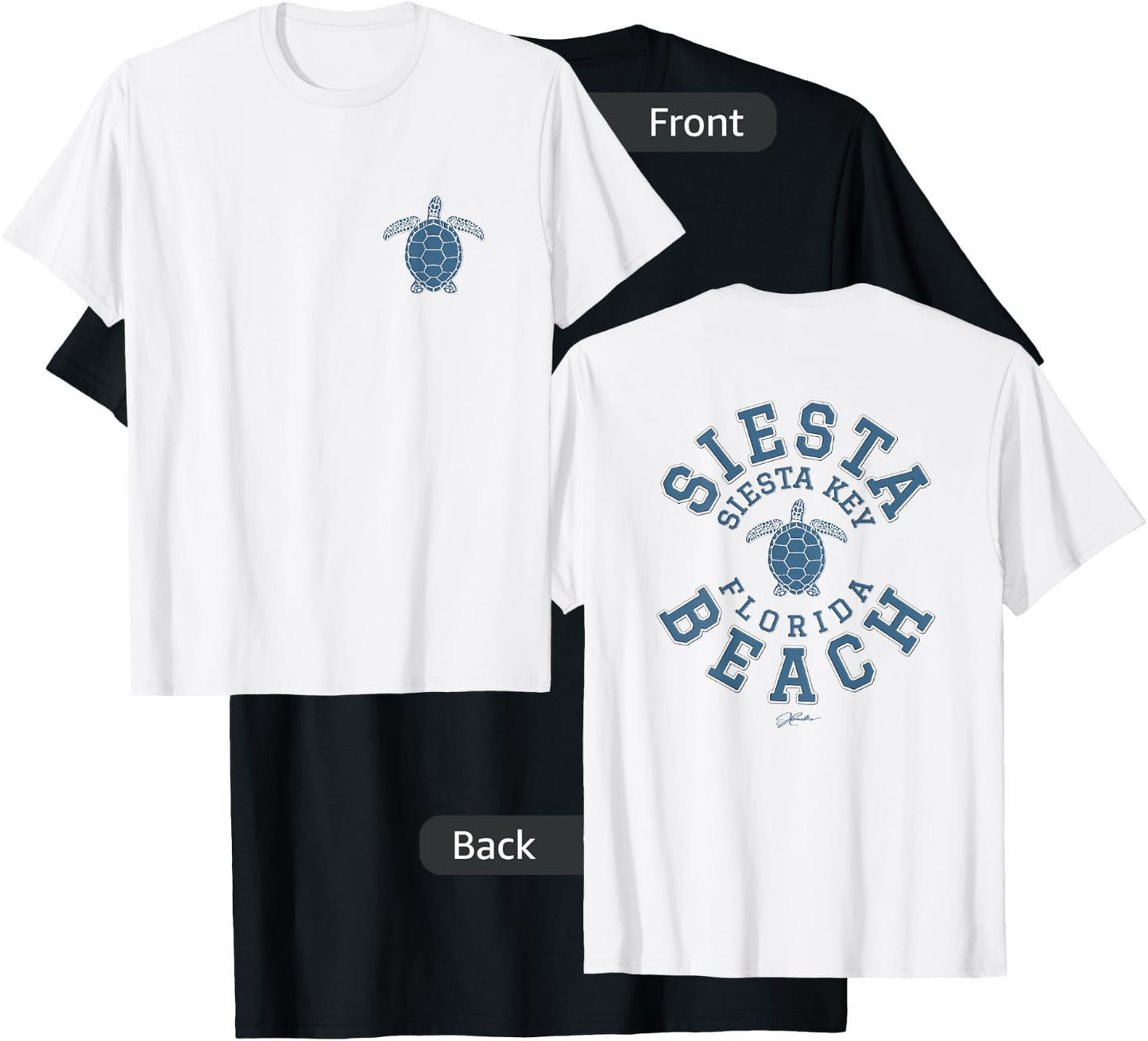 JCombs: Siesta Beach, Siesta Key, FL, Sea Turtle (Two-Sided) T-Shirt - T-Shirt | Black