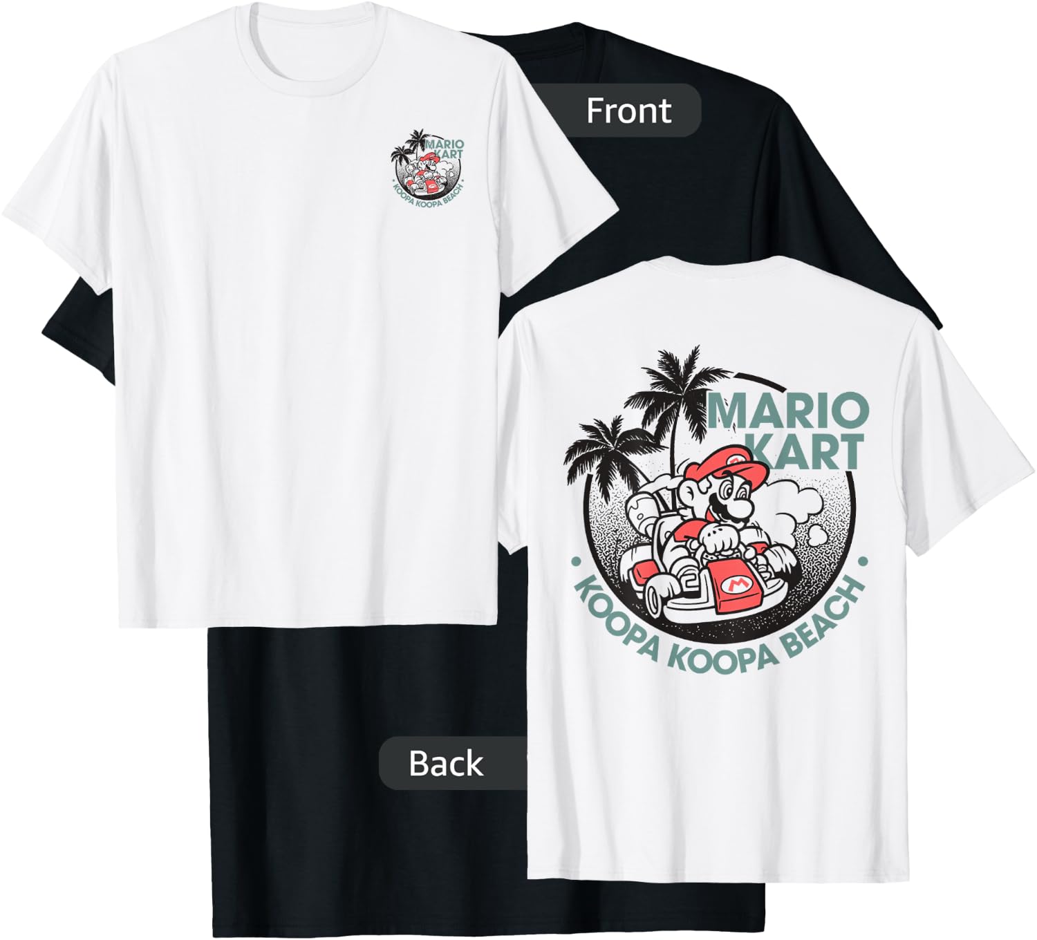 Mario Kart Koopa Koopa Beach Tropical Vintage Nintendo Badge T-Shirt - T-Shirt | Black
