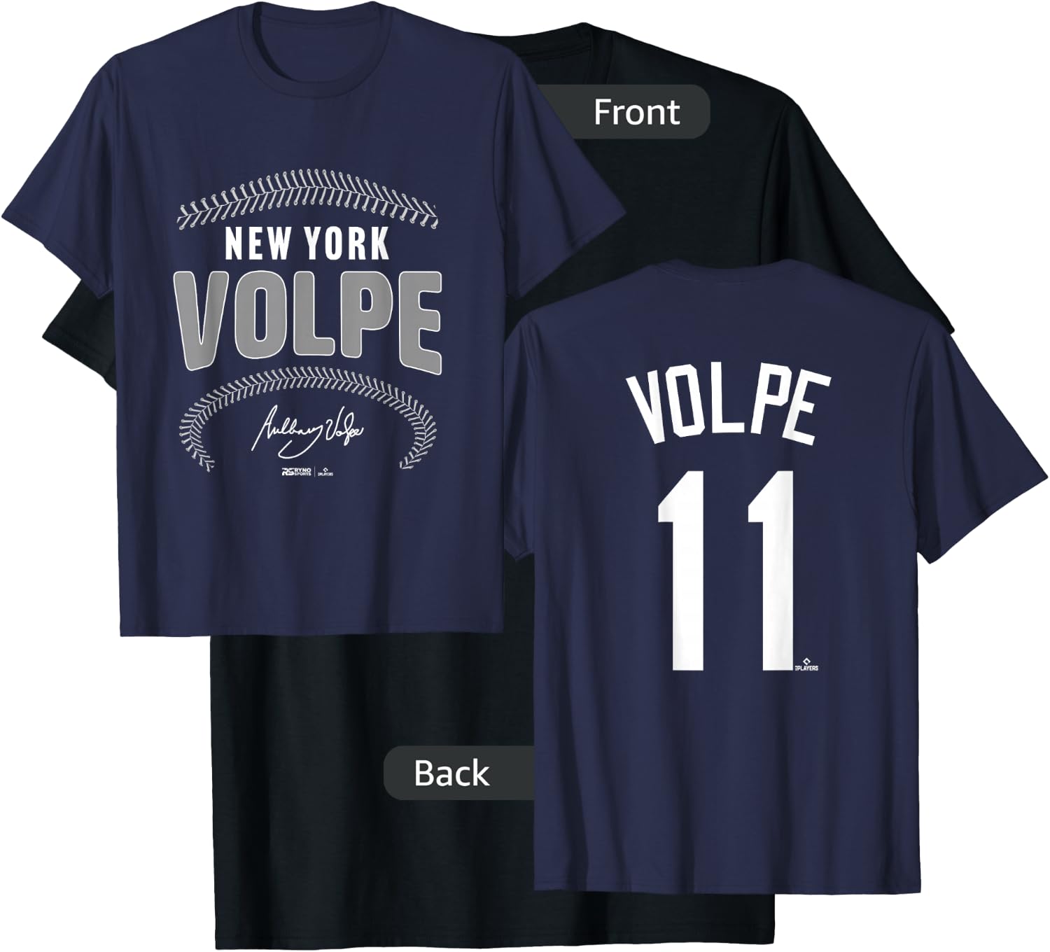 Anthony Volpe New York Baseball Name & Number (Front & Back) T-Shirt - T-Shirt | Black