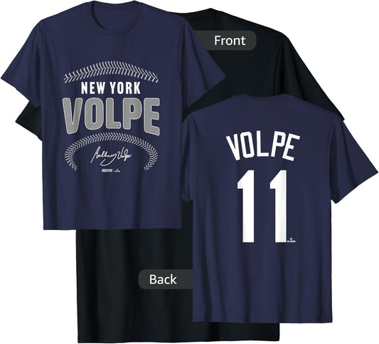 Anthony Volpe New York Baseball Name & Number (Front & Back) T-Shirt - T-Shirt | Black