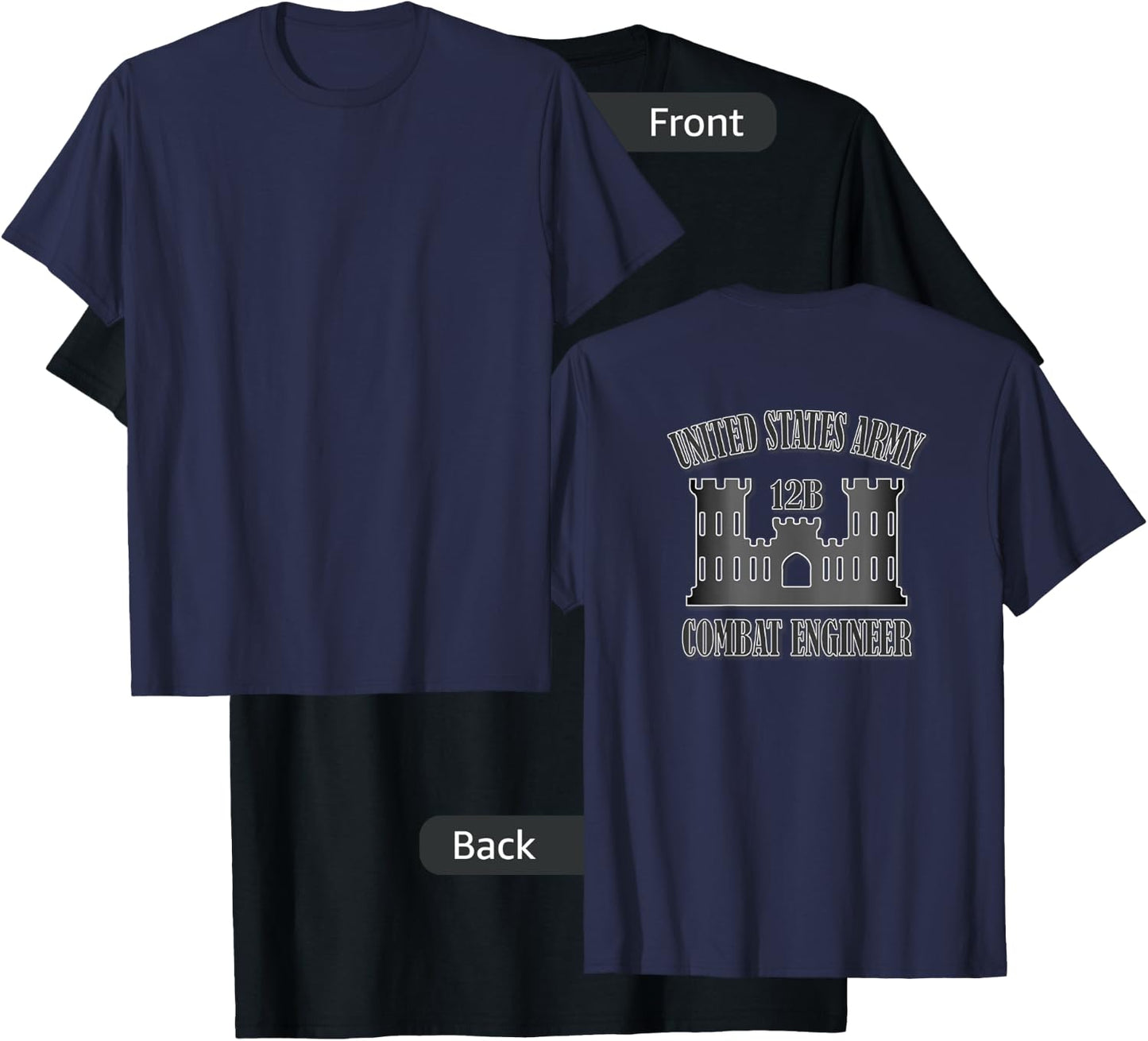 U.S. Army Combat Engineer (Back Design) T-Shirt - T-Shirt | Black