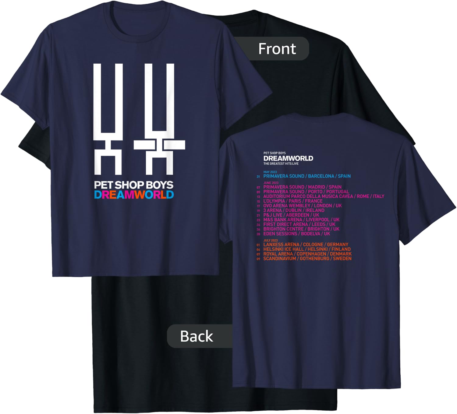 Pet Shop Boys Dreamworld Tour T-Shirt - T-Shirt | Black