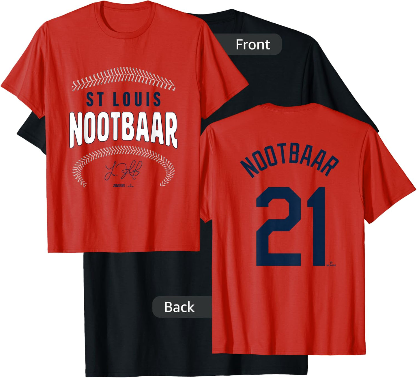 Lars Nootbaar St. Louis Baseball Name & Number (Front&Back) T-Shirt - T-Shirt | Black