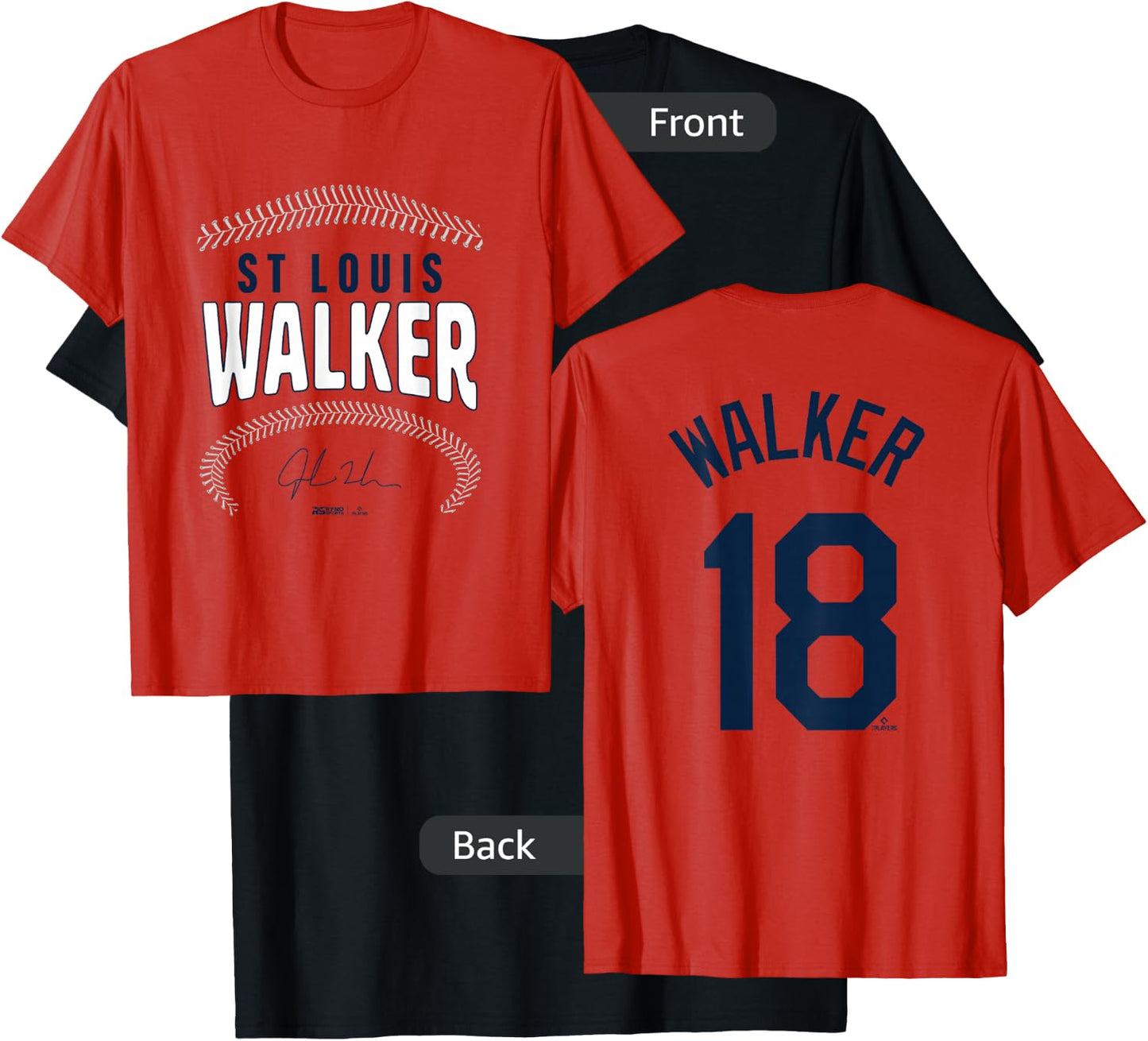 Jordan Walker St. Louis Baseball Name & Number (Front&Back) T-Shirt - T-Shirt | Black
