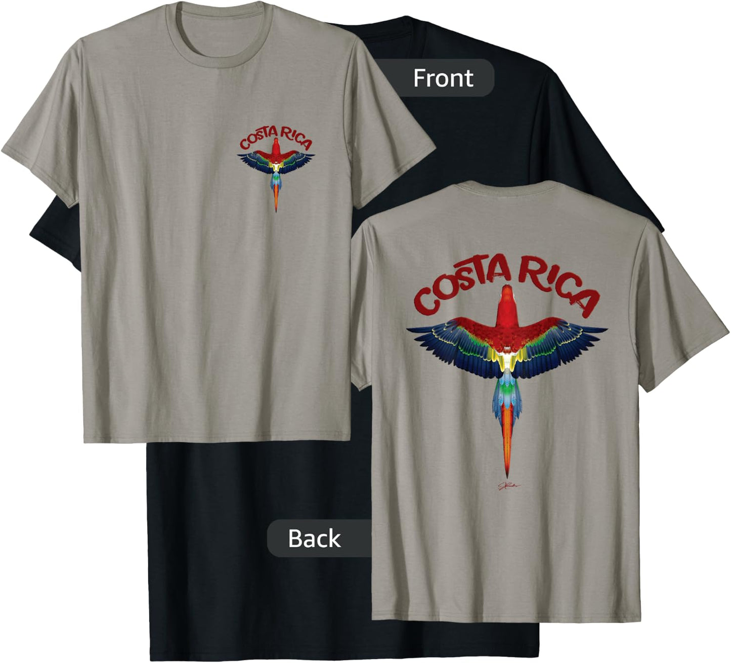 JCombs: Costa Rica Scarlet Macaw (Two-Sided) T-Shirt - T-Shirt | Black