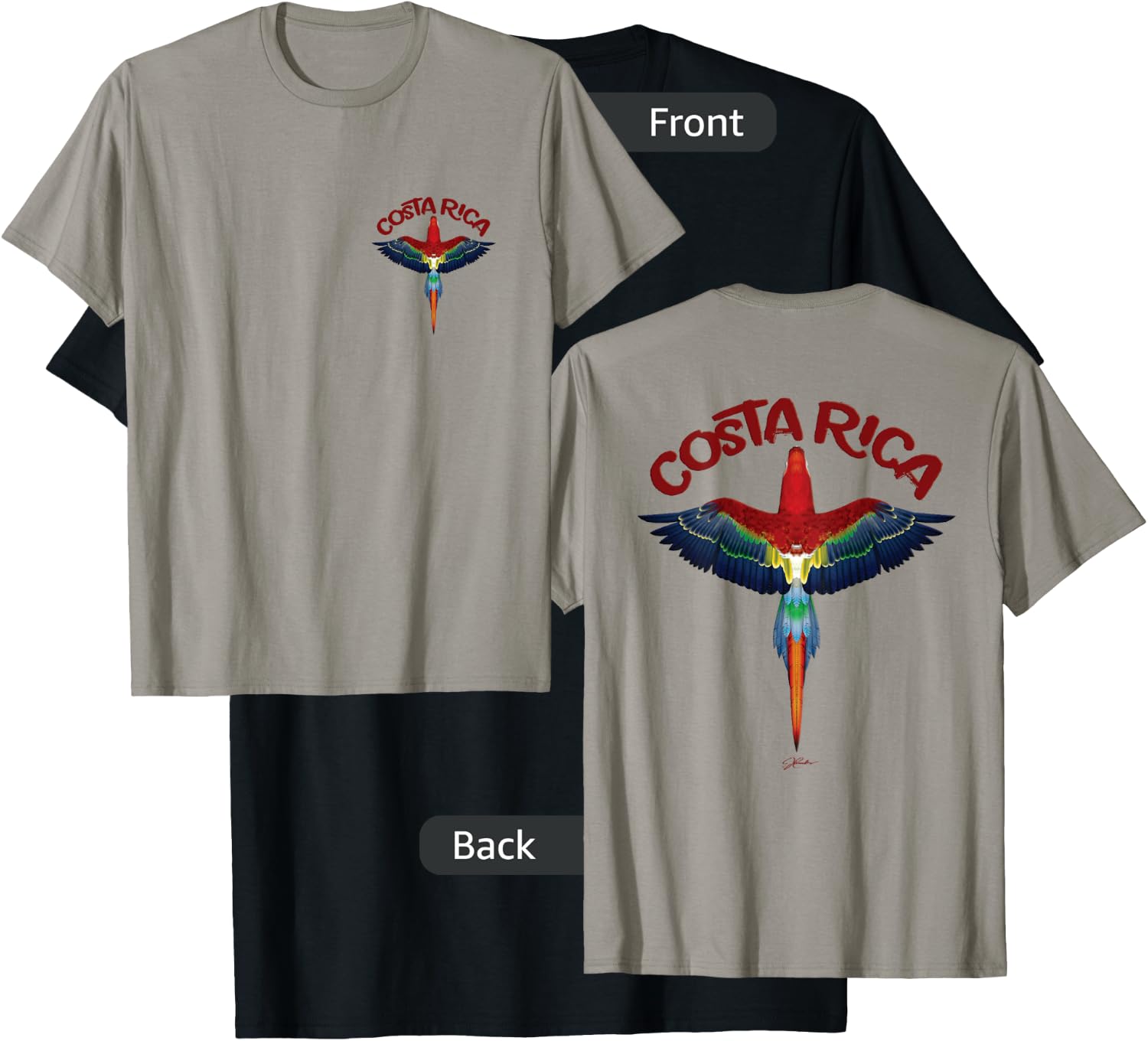 JCombs: Costa Rica Scarlet Macaw (Two-Sided) T-Shirt - T-Shirt | Black