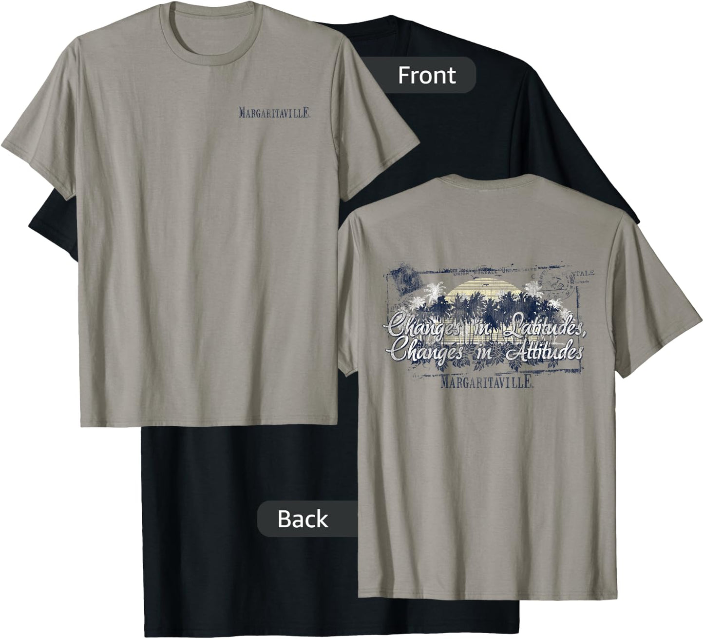 Margaritaville Changes in Latitudes, Changes in Attitudes Heather Grey Women's Classic Fit Cotton/Polyester Blend T-Shirt - T-Shirt | Black