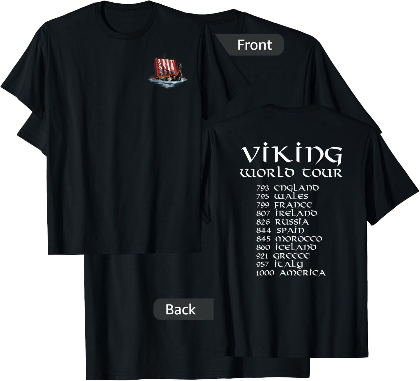 Norse History Gifts For Medieval Viking Explorers - Viking World Tour - Medieval Norse - Maritime History - Men's Black Short Sleeve Classic Fit - Small T-Shirt - T-Shirt | Black