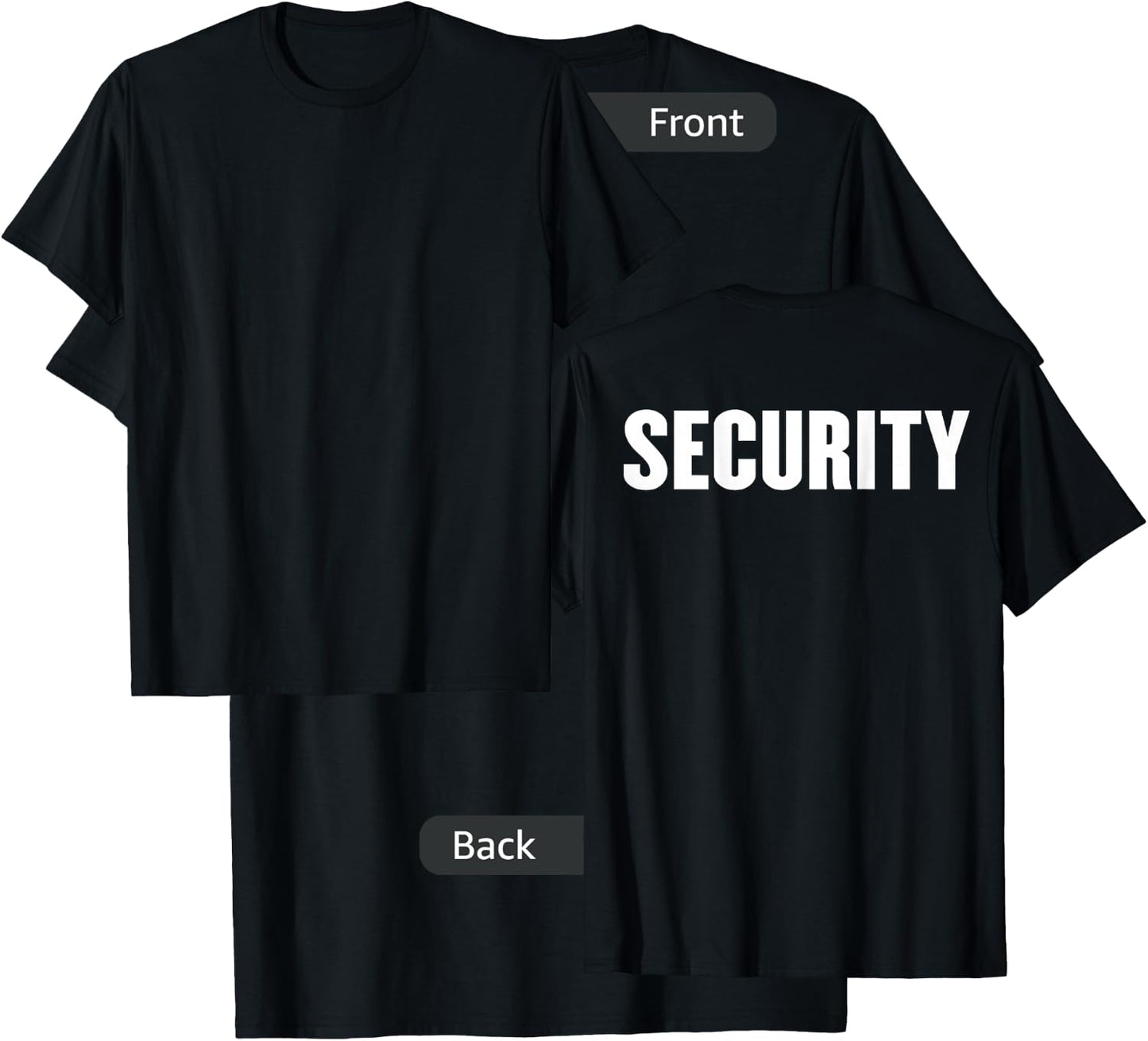 BACK PRINT Security Guard Event Security Officer Security T-Shirt - T-Shirt | Black