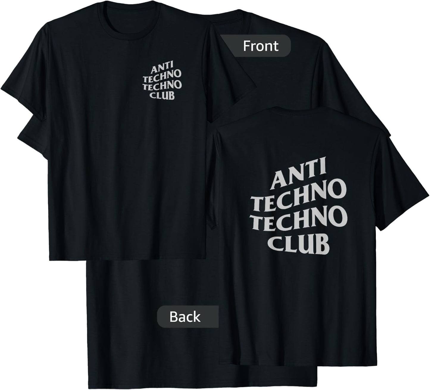 Anti Techno Techno Club Silver Gray Logo EDM Music Festival T-Shirt - T-Shirt | Black
