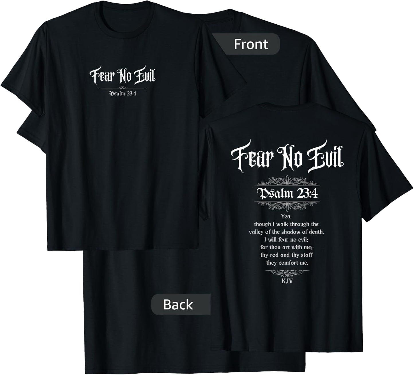 Jedidiah Sousa Fear No Evil Psalm 23:4 Women's Black Cotton T-Shirt - T-Shirt | Black