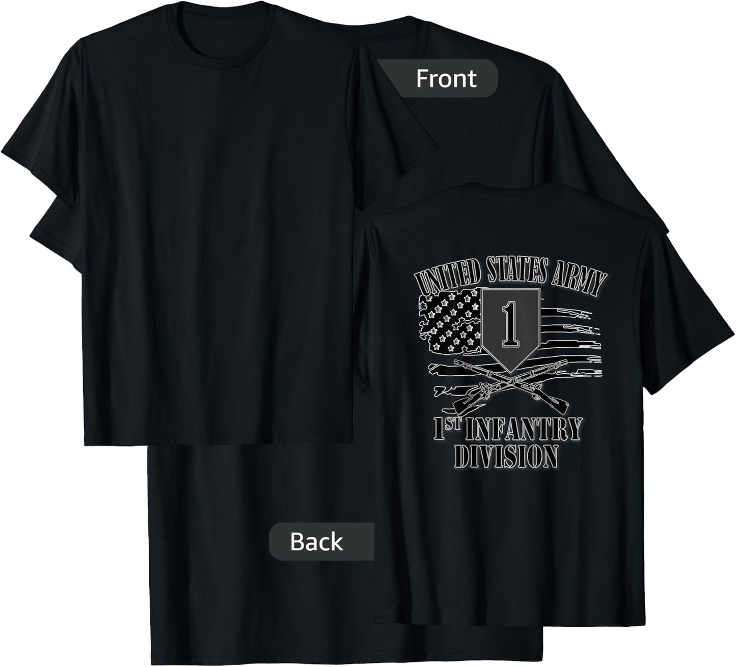 U.S. Army 1st Infantry Division (Back Design) T-Shirt - T-Shirt | Black