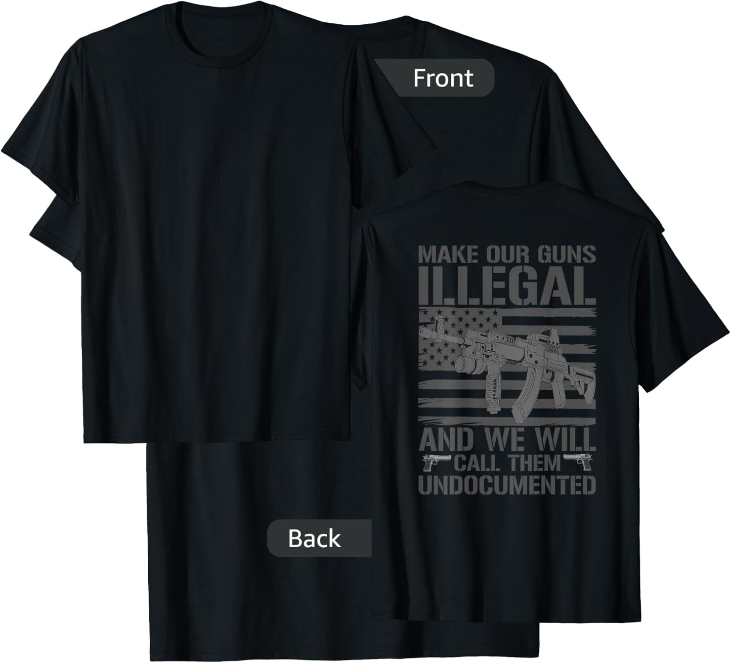 Funny Gun Owner 2nd Amendment Humor Saying (on back) T-Shirt - T-Shirt | Black