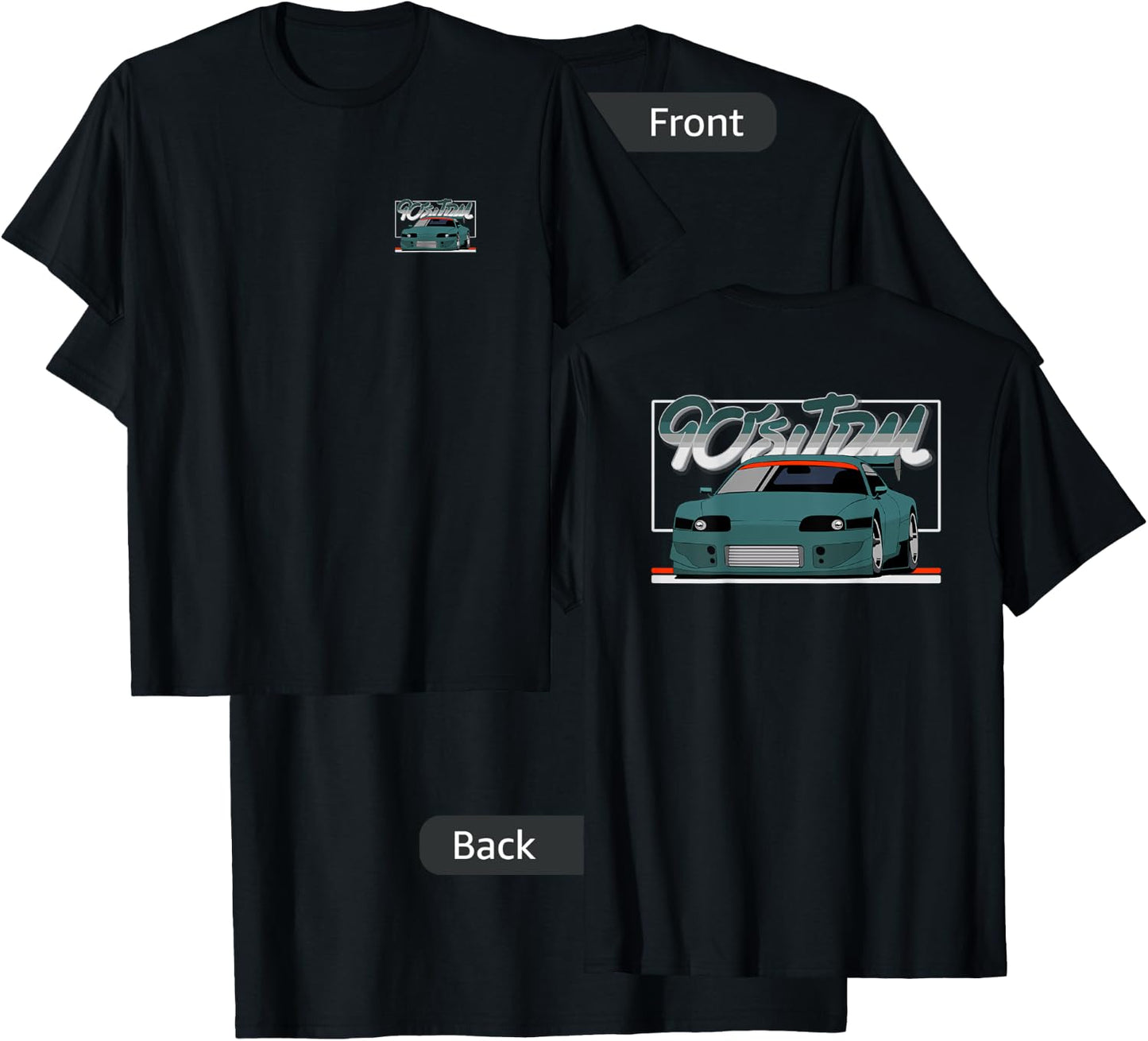 90s JDM TY MK4 GT Teal Car 2-Side Graphic T-Shirt - T-Shirt | Black